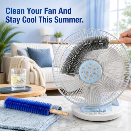 2 PCS Fan Cleaning Brush, Bendable Cobweb Duster with Microfiber Head, Reusable