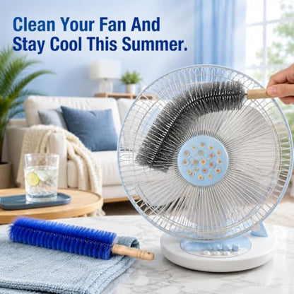 2 PCS Fan Cleaning Brush, Bendable Cobweb Duster with Microfiber Head, Reusable