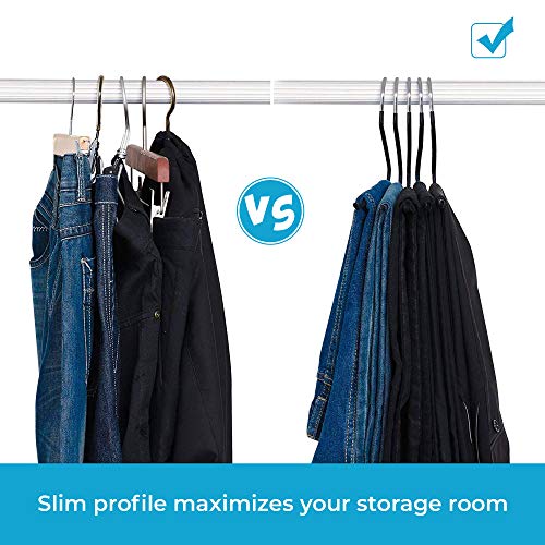 JS Hanger Non Slip Pants Hangers 10 Pack Open Ended Easy Slid Slacks Hangers, Durable Anti-Rust Space Saving Metal Jeans Hangers, Chrome and Black Friction - style: 10pack