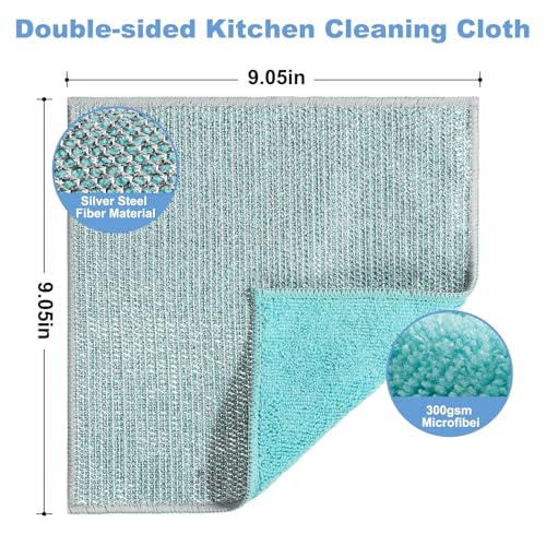 10pcs New Upgrade 2-Layer Microfiber Wire Dishcloth,Blue - color: 10pcs Blue