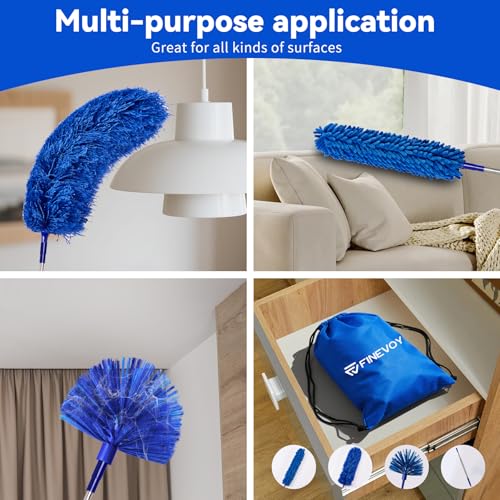 Duster with Extension Pole, 5 in 1 Cleaning Kit with Microfiber Dusters - size: 5 in 1