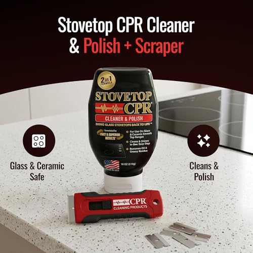 CPR Stovetop 2-in-1 Glass Stovetop Cleaner & Polish + Scraper, 18 oz - size: 18 Ounce (Pack of 1)