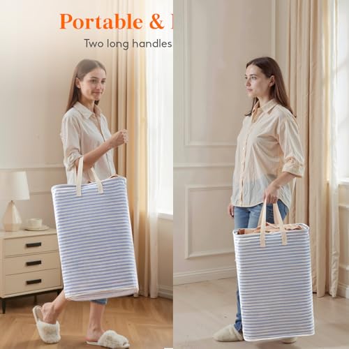 Lifewit 75L Large Collapsible Laundry Basket with Extended Handles, Blue - color: Dark Blue, size: 75L