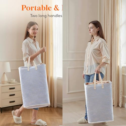 Lifewit 75L Large Collapsible Laundry Basket with Extended Handles, Blue - color: Dark Blue, size: 75L