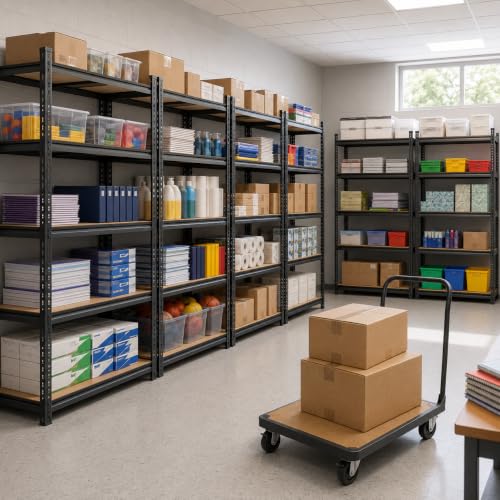 REIBII 2400LBS Garage Shelving,36" Wx16" Dx72" H Shelves for Basement - color: Black