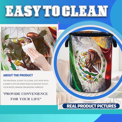 Flag Of Mexico Laundry Basket Foldable Oxford Cloth Hamper 18.9 x 16.5 Inch - color: Flag Of Mexico