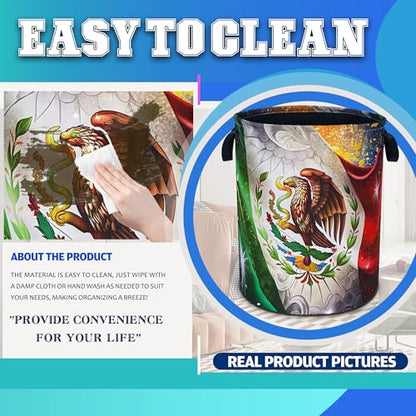 Flag Of Mexico Laundry Basket Foldable Oxford Cloth Hamper 18.9 x 16.5 Inch - color: Flag Of Mexico