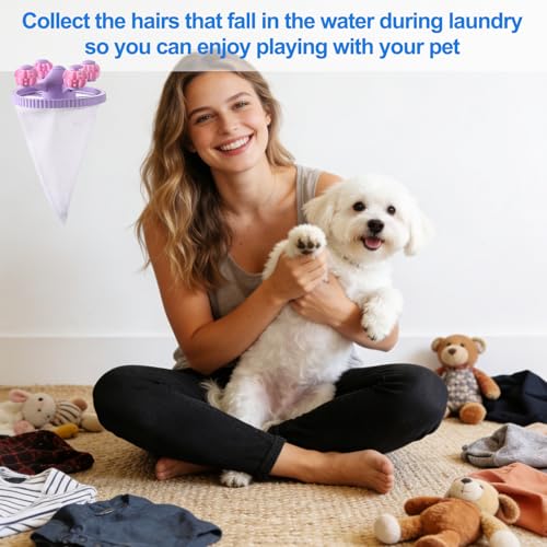 4-Pack Pet Hair Remover for Laundry with Washing Machine Cleaning Brush, Lint Catcher for Washing Machine, Pet Dog Hair Removal Tool, Floating Fur Filtering Mesh Removal