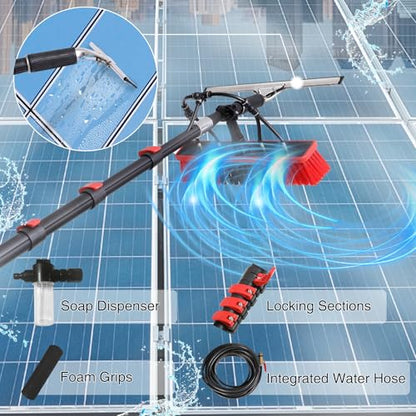24FT Solar Panel Cleaning Brush with Telescopic Water Fed Pole