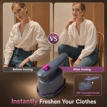 Mini Travel Steamer Iron, 2-in-1 Dry Steam Garment Iron for Clothes - color: Premium Matte Gray