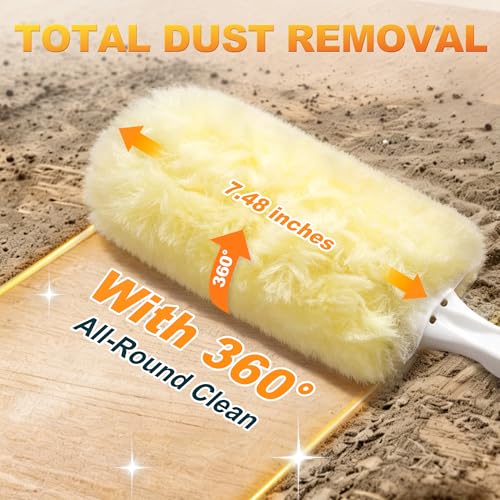 JOYMOOP Scented Telescopic Duster kit, 3FT Extendable Handle (Yellow) + 4 Yellow Refills for Swiffer Feather Duster,Easy Cleaning for Ceilings, Ceiling Fans, Blinds, Vents & Shelves - color: Yellow[extendablehandle]*1+yellow[refills]*4