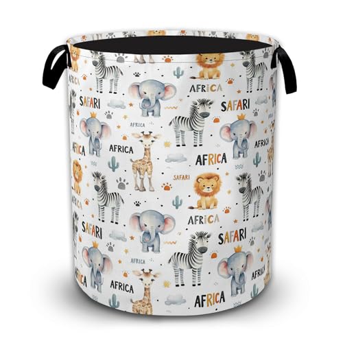 Cute African Animals Laundry Basket with Waterproof Coating, Collapsible Clothes Hamper, Large Storage Bin with Handles for Bedroom Bathroom Laundry Room - color: Cute African Animals