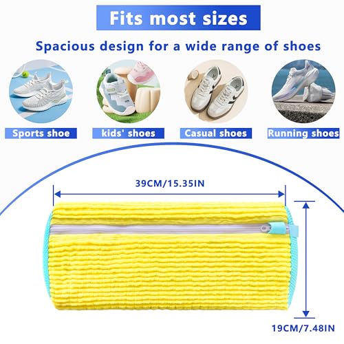 Reusable Shoe Washing Bag, 2-Pack Chenille Laundry Bag for Washer & Dryer. - color: A-2Pcs-Yellow