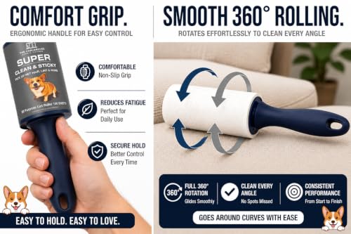 Extra Sticky Lint Roller for Pet Hair, 6 Pack 600 Sheets - size: 6 Packs