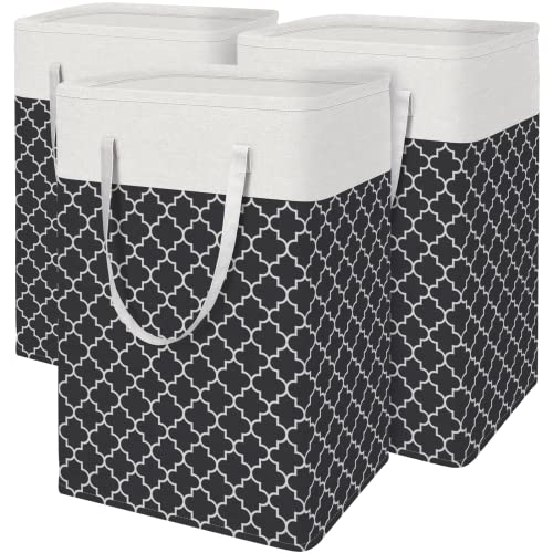 BlissTotes 3-Pack Laundry Basket, Collapsible Laundry Hamper, Black, 88L - color: Black, size: 88L