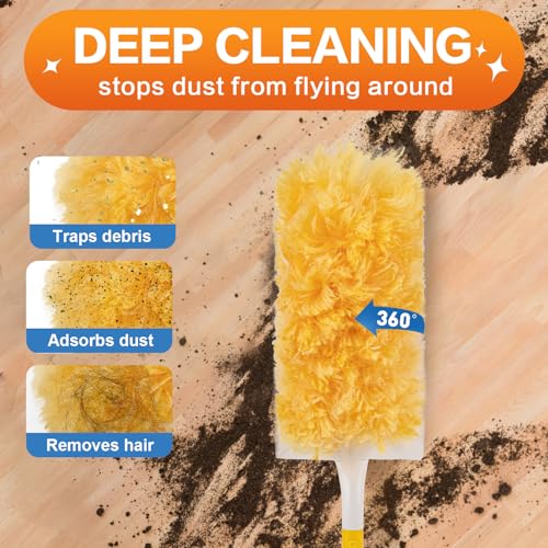 Heavy Duty Duster Refills (30Pack+1Handle), Unscented Disposable Dusters Kit for Cleaning Dusting Furniture Blind Ceiling Fan, Multi Surface 360 Feather Duster - size: 30PCS+1Handle