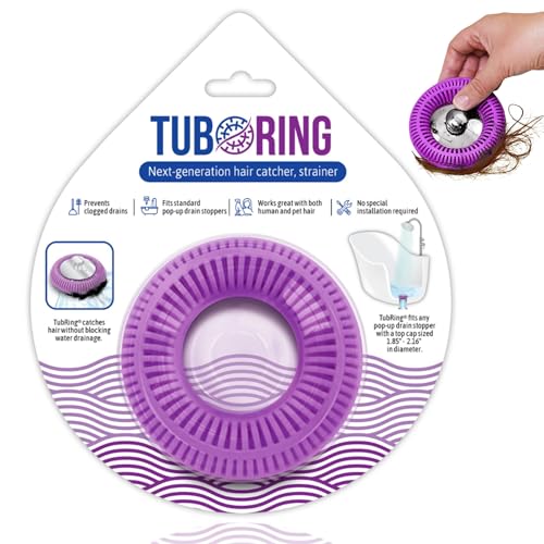 TUB RING The Ultimate Tub Drain Protector Hair Catcher/Strainer/Snare, Regular - Purple - color: Purple