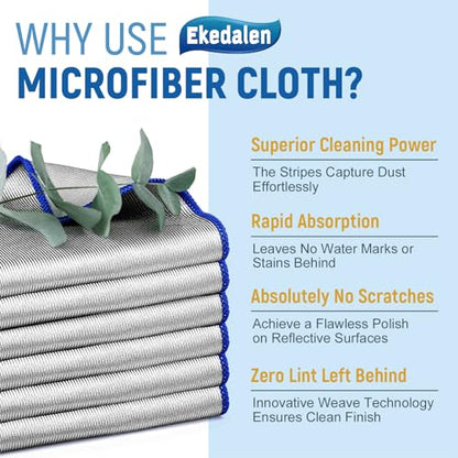 Ekedalen Microfiber Cleaning Cloth Lint Free Glass Polish, Silver-Blue - color: Silver-blue