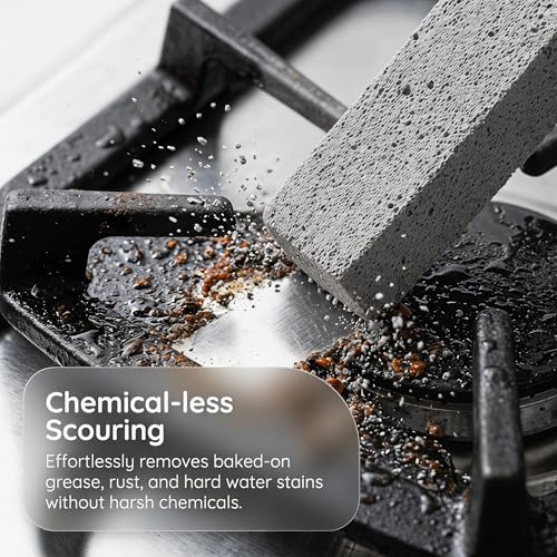 Pumice Stone for Cleaning Gas Stove Grates Top and Toilet with 2 Handle - 6Pack Cleaning Pumice Stone Toilet Bowl Cleaner for Oven