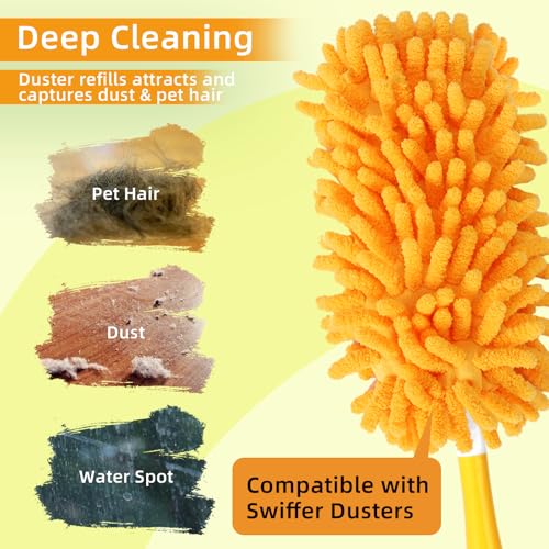 Reusable Duster Refill Compatible with Swiffer Hand Duster Kit - color: 6 Pack(orange)