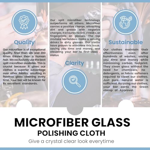 Trendy Bartender Toast to Perfection Microfiber Glass Polishing Lint-Free Cloth for Spotless Shine and a Residue-Free Finish - Pack of 5-25x20 inch - White - color: White, size: 25 x 20 Inch 5-Pack
