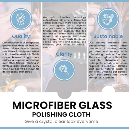 Trendy Bartender Toast to Perfection Microfiber Glass Polishing Lint-Free Cloth for Spotless Shine and a Residue-Free Finish - Pack of 5-25x20 inch - White - color: White, size: 25 x 20 Inch 5-Pack