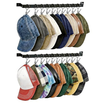 Hat Rack with Steel Clips for Wall Baseball Cap Set of 2