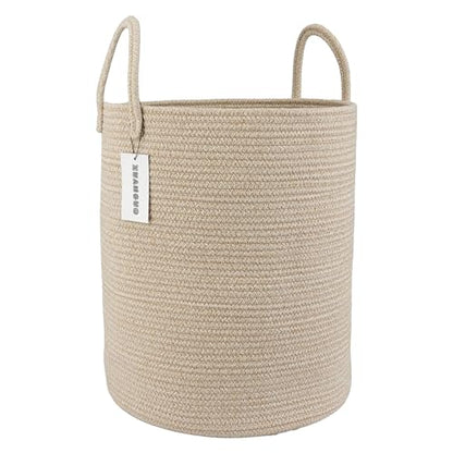 XUANGUO Cotton Rope Laundry Basket Hamper for Clothes, oatmeal - color: oatmeal, size: Regular