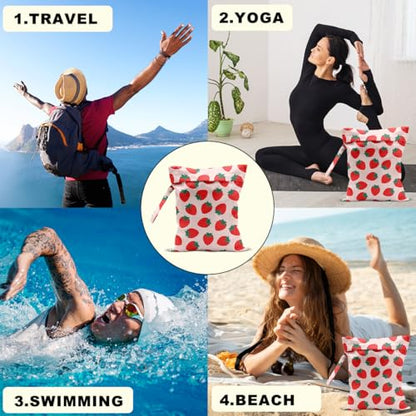 Summer Fruits Wet Bag 12x10 Inch, Strawberry Waterproof Travel Laundry Bag - color: Strawberry 1419