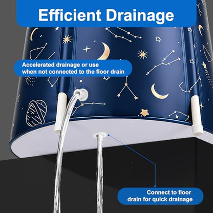 Portable Foldable Bathtub, Collapsible Adult Bath Tub for Hot SPA and Ice Bath, Space-Saving Storage, Durable PVC Material (Starry Sky A, 27inch) - color: Starry Sky A