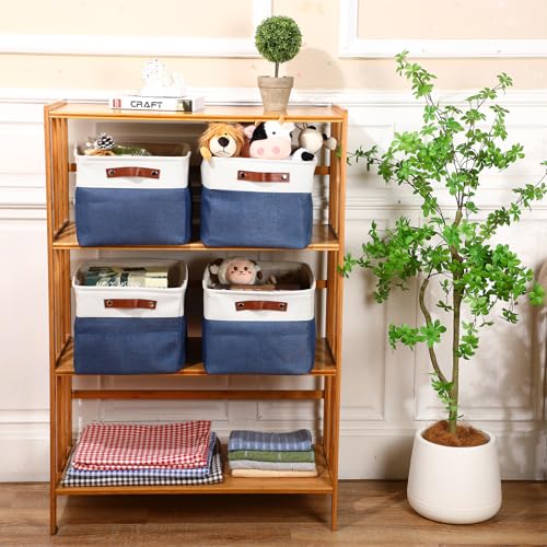 Uiifan 16 x 12 x 10 Inch 8 Pack Fabric Storage Baskets with Handles, Blue - color: Blue, size: 16 x 12 x 10 Inch