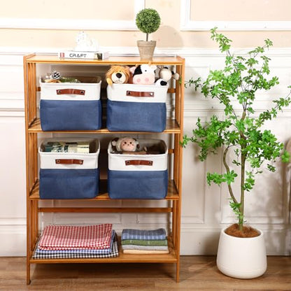 Uiifan 16 x 12 x 10 Inch 8 Pack Fabric Storage Baskets with Handles, Blue - color: Blue, size: 16 x 12 x 10 Inch