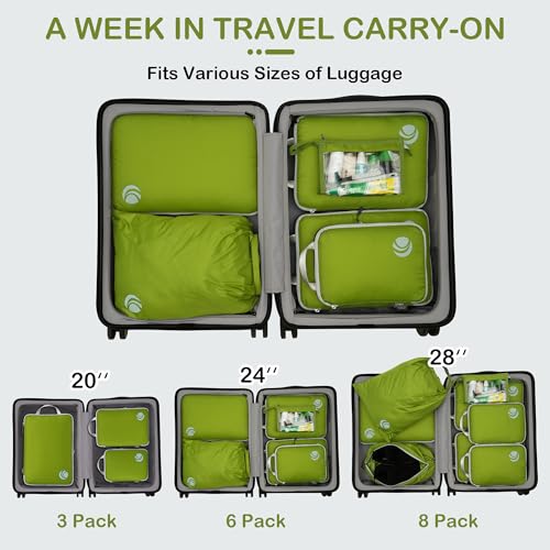 Cipway Compression Packing Cubes for Travel (6 Piece,Green) - color: Green, size: 6PCS
