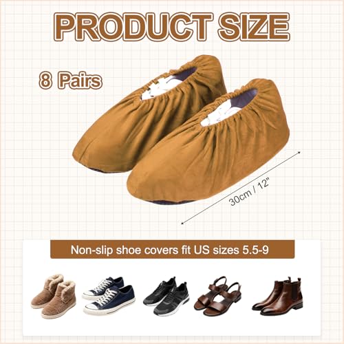 PATIKIL Reusable Shoe Covers, Non-Slip Shoe Protectors Cover Polyester Washable Foot Boot Covering - color: Light Brown, size: 12 inch