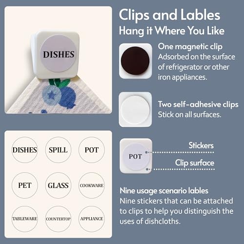 Eulnars Swedish Dishcloths for Kitchen, 8 Pack Reusable Paper Towels with Clips, Non-Scratch Swedish Dish Towels, Super Absorbent Cellulose Sponge Cloths, Eco Friendly Gifts - color: Colorful Berries