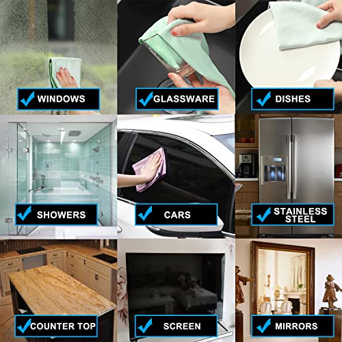 Streak Free Lint Free Microfiber Window Cleaning Cloth,Best Glass Car Shiny Wipes Mirror Shower Cleaning Cloth, Miracle Cloths for Glasses,Stainless Steel,Wine Glass Polishing Towels,Pack of 6,Grey - color: Gray