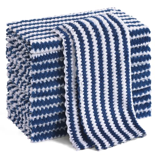 Homaxy 12 Pack Coral Velvet Dish Cloths, 10 x 10 inches, Navy Blue - color: Navy Blue, size: 10 x 10 - 12 Pack