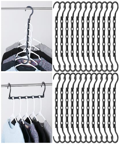 Mr. Pen- Bulk Space Saving Hangers for Clothes, 24 pcs, 5 Slots, Plastic - color: Black