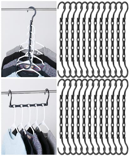 Mr. Pen- Bulk Space Saving Hangers for Clothes, 24 pcs, 5 Slots, Plastic - color: Black