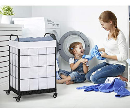 100L Laundry Hamper with Wheels, Heavy-Duty Laundry Basket