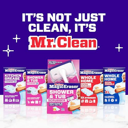 Mr. Clean Magic Eraser Shower & Tub Scrubber, Bathroom Cleaner, All in One Bathroom Cleaner, Lemon Starter Kit, 2 Scrubber, 5 Foaming Magic Erasers, 1 Whole Home Extra Durable Magic Eraser - size: 2 Devices + 6 Refills