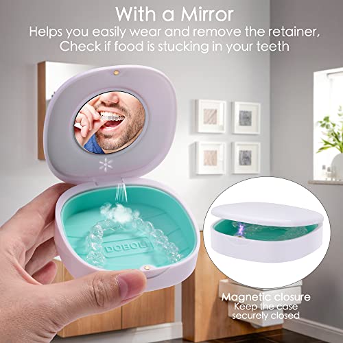 Doboli 2 Pack Retainer Case with Vent Holes, stocking stuffers for gift women men,Compatible with Invisalign,Night Guards,and Mouth Guards Case - Includes Storage Bag,Slim Aligner Remover Tool - color: Black White