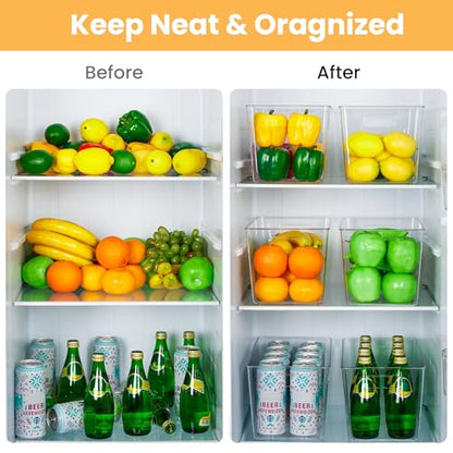 YIHONG 4 Pack Clear Storage Bins, Pantry Organizer Bins with Handle, XL - size: XL(13"L x 7.4"W x 7"H)