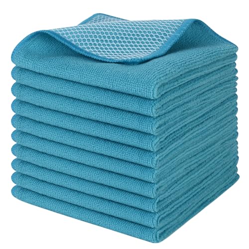 SINLAND Dish Cloth for Washing Dishes Kitchen Washcloth Cleaning Cloth - color: Blue, size: 12inchx12inch 10pack