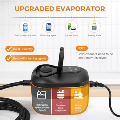 BEAMNOVA High Pressure Steamer for Auto Detailing, 1.2L Car Steam Cleaner - color: Black