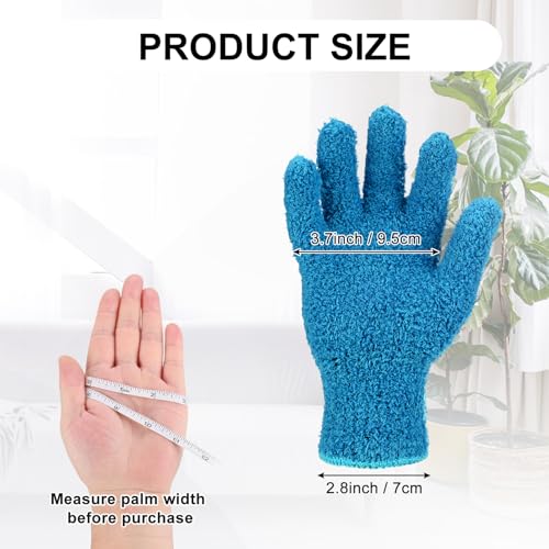 M METERXITY Dusting Gloves, Reusable Washable Mittens for Plants/House/Cars/Blinds Dusting, Leaf Cleaning Glove Mittens - color: Blue, size: 7 x 9.5 cm