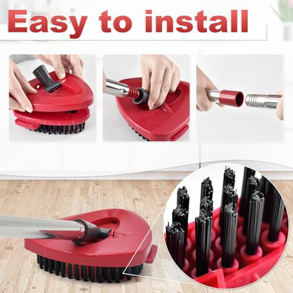 Mop Head Replacement, Base, Mop Handle for Ocedar EasyWring 1-Tank System, 2 Microfiber Mop Refills, Extendable Length 30-59" Mop Handle, Base and Scrubber for All Hard-surfaced Floor - color: White (1-tank) - 2 Heads, 1 Mop Handle, 1 Base, 1 Scrubber