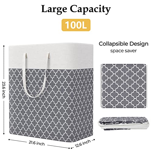 StorageRight Laundry Basket Hamper, 100L Clothes Storage, Clover Grey - color: Clover Grey, size: 100L
