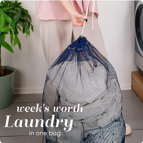 Handy Laundry Mesh Laundry Bags 2 Pack, XL 24x36 in, Heavy Duty Nylon - color: Blue