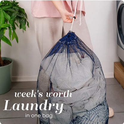 Handy Laundry Mesh Laundry Bags 2 Pack, XL 24x36 in, Heavy Duty Nylon - color: Blue